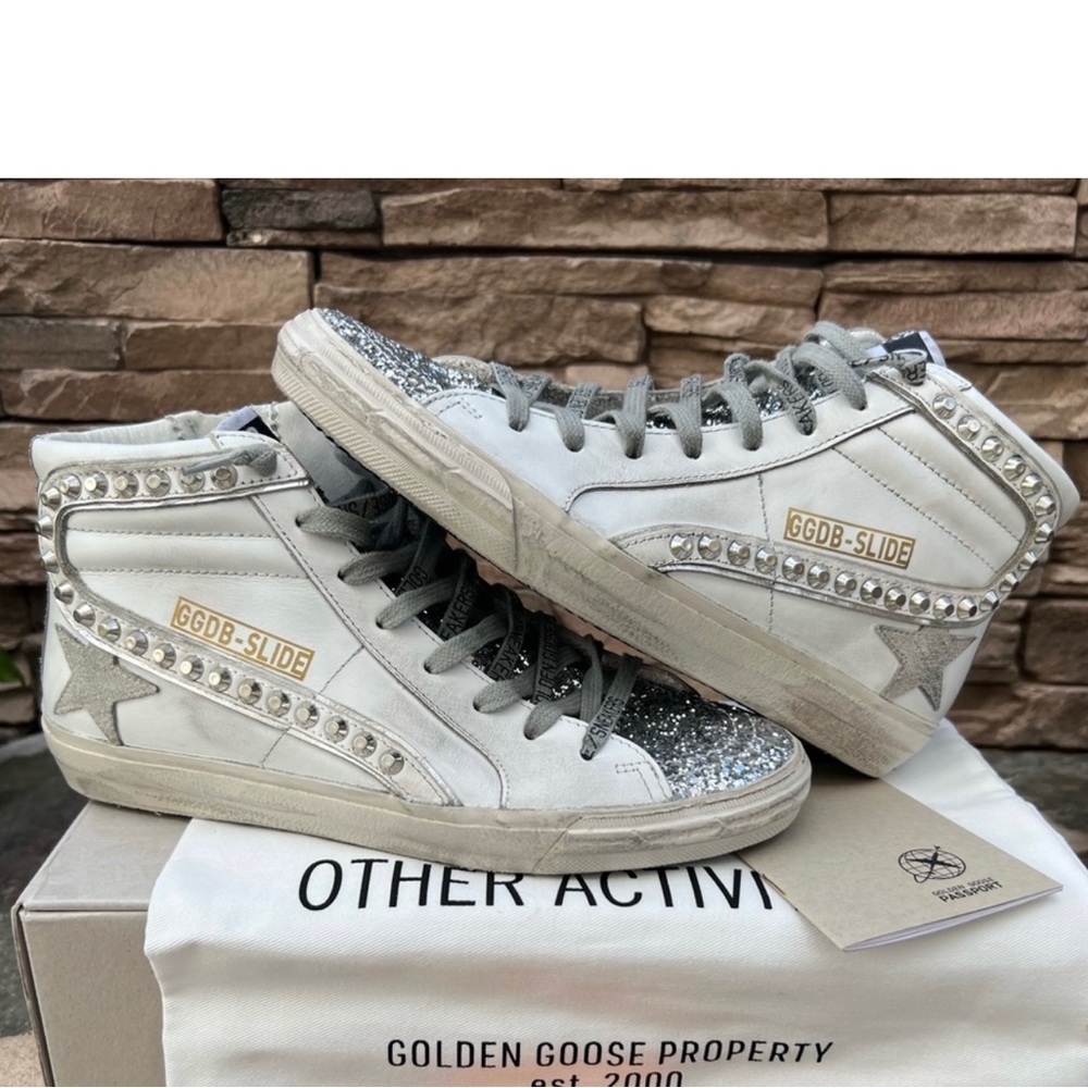 Golden Goose Glitter Tongue Slides